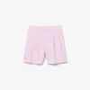 Bermudas de oxford elásticas às riscas