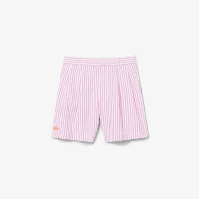 Bermudas de oxford elásticas às riscas