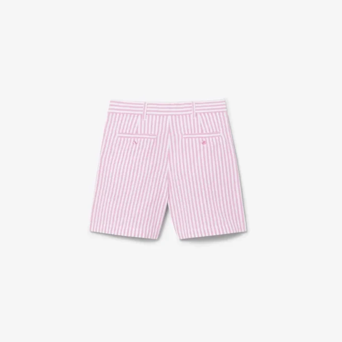 Bermudas de oxford elásticas às riscas