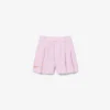 Bermudas de oxford elásticas às riscas