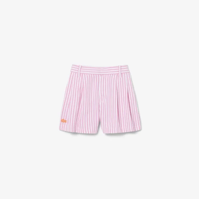 Bermudas de oxford elásticas às riscas