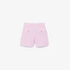 Bermudas de oxford elásticas às riscas