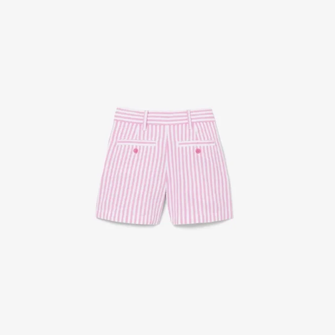 Bermudas de oxford elásticas às riscas