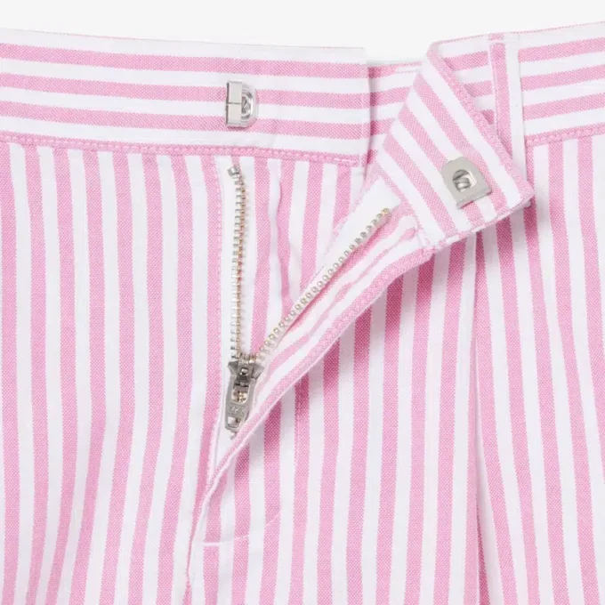 Bermudas de oxford elásticas às riscas