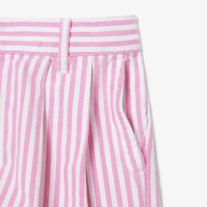 Bermudas de oxford elásticas às riscas