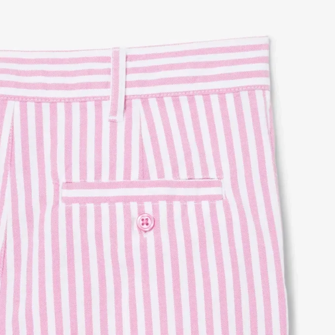 Bermudas de oxford elásticas às riscas