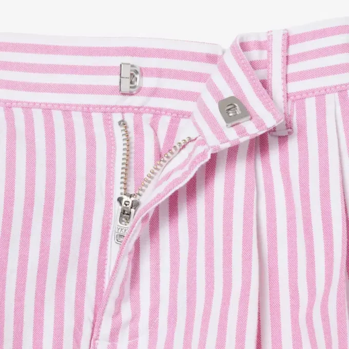Bermudas de oxford elásticas às riscas