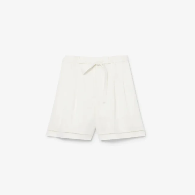 Bermudas largas em mistura de linho e algodão