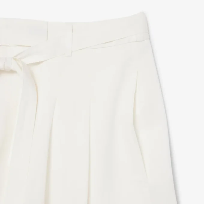Bermudas largas em mistura de linho e algodão
