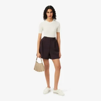 Bermudas largas plissadas em mistura de lã The Blend
