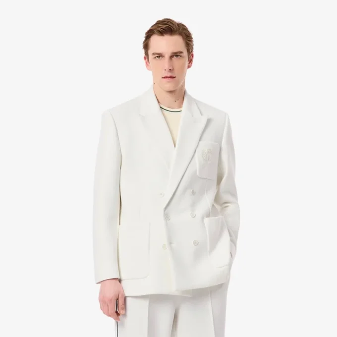 Blazer de homem com botões duplos e emblema Heritage bordado