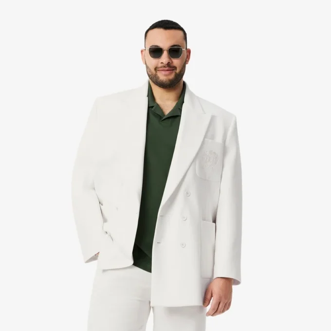 Blazer de homem com botões duplos e emblema Heritage bordado