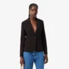 Blazer de lã com corte justo e logótipo bordado para mulher