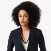 Blazer de lã com corte justo e logótipo bordado para mulher