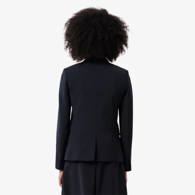 Blazer de lã com corte justo e logótipo bordado para mulher