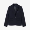 Blazer de lã com corte justo e logótipo bordado para mulher