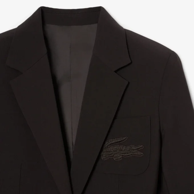 Blazer de lã com corte justo e logótipo bordado para mulher