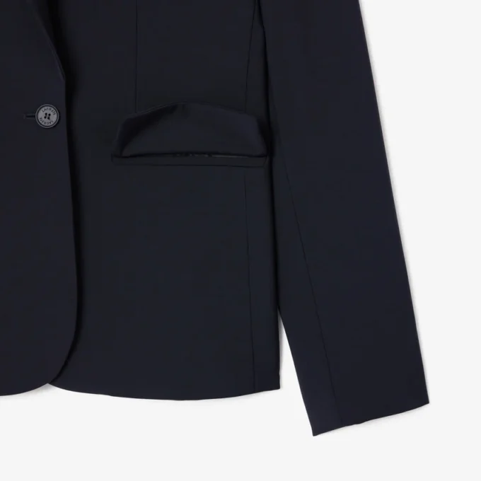 Blazer de lã com corte justo e logótipo bordado para mulher