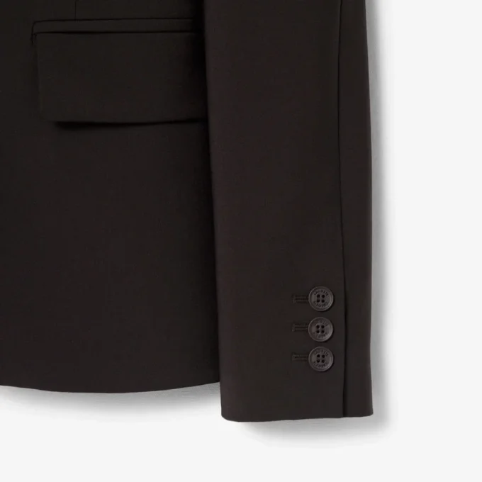 Blazer de lã com corte justo e logótipo bordado para mulher
