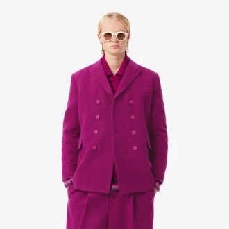 Blazer de lã marmorizada com botões duplos da passerelle