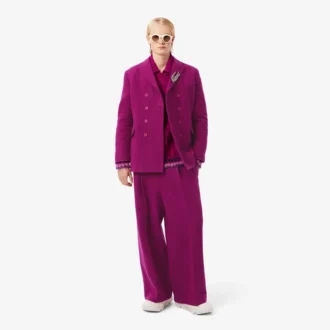 Blazer de lã marmorizada com botões duplos da passerelle