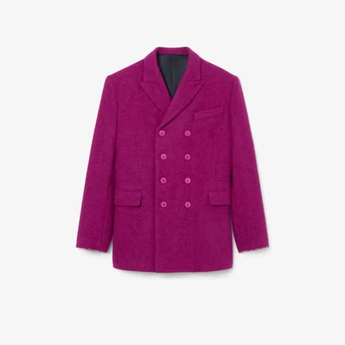 Blazer de lã marmorizada com botões duplos da passerelle
