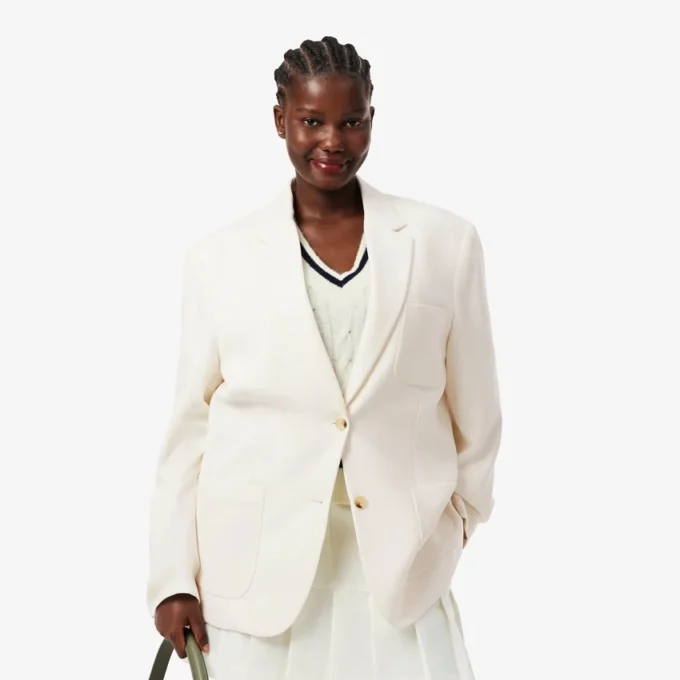 Blazer de sarja de lã para mulher