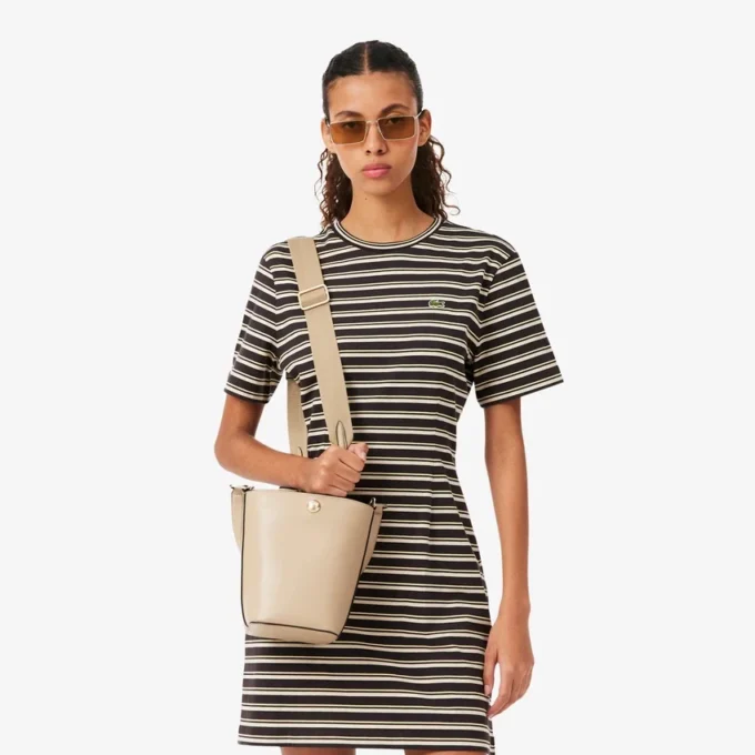 Bolsa de couro tipo balde Tennis Bliss, tamanho pequeno