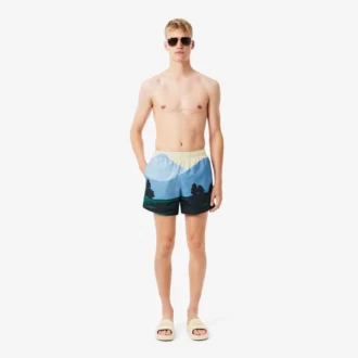 Boxers curtos para homem com padrão paisagístico