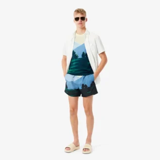 Boxers curtos para homem com padrão paisagístico