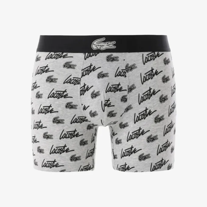 Boxers de algodão elástico com estampado integral para homem