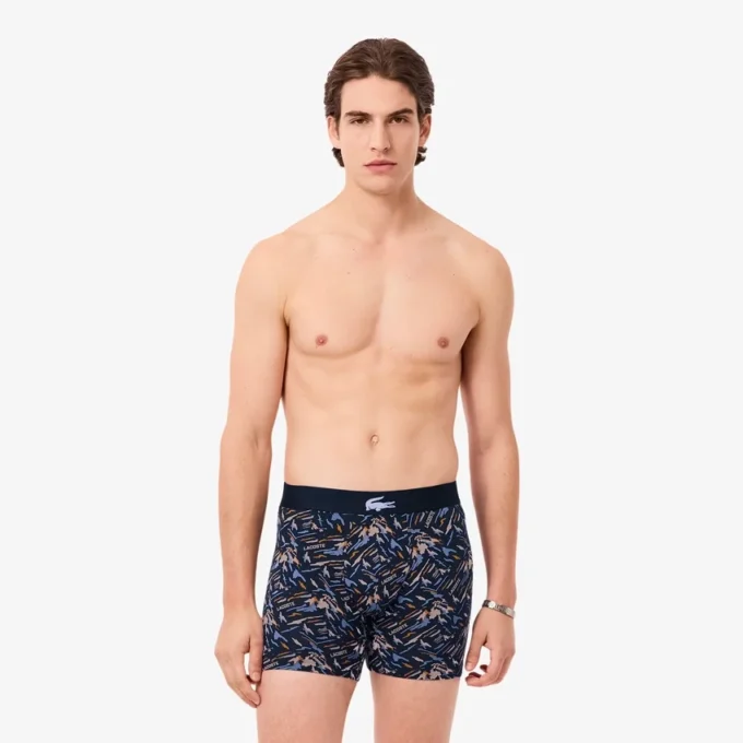 Boxers de algodão elástico estampados para homem