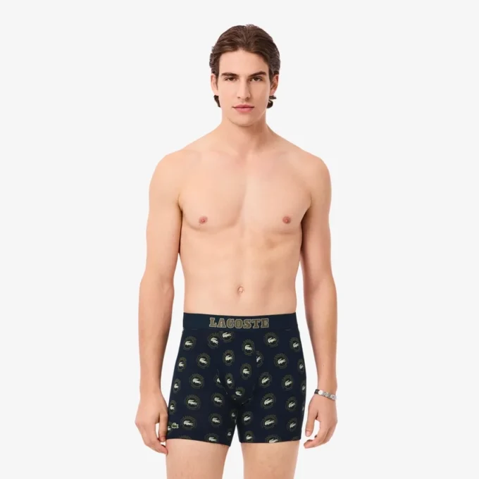 Boxers de algodão elástico estampados para homem