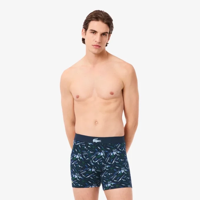 Boxers de algodão elástico estampados para homem