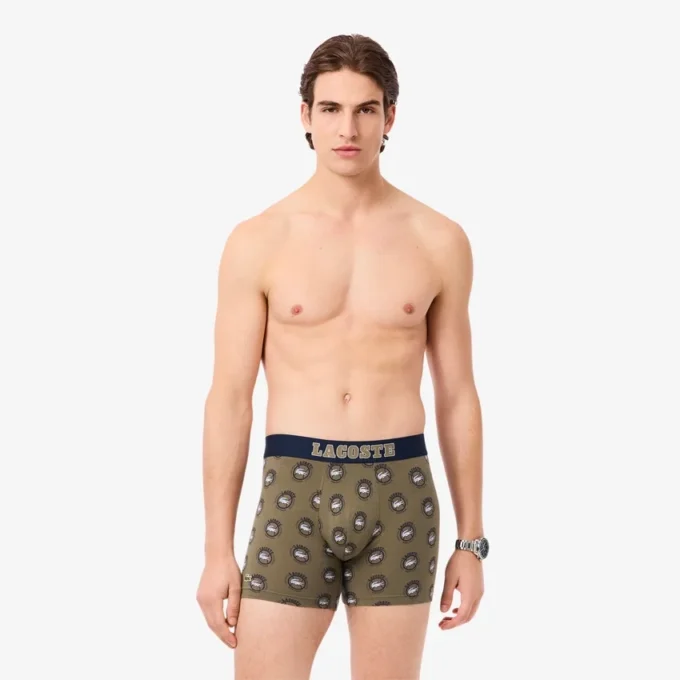 Boxers de algodão elástico estampados para homem