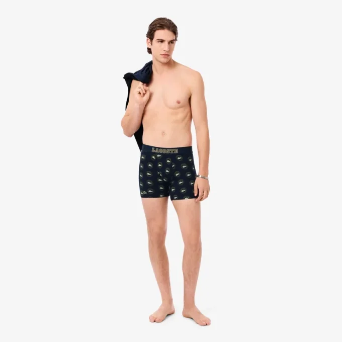 Boxers de algodão elástico estampados para homem