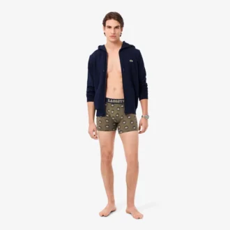 Boxers de algodão elástico estampados para homem