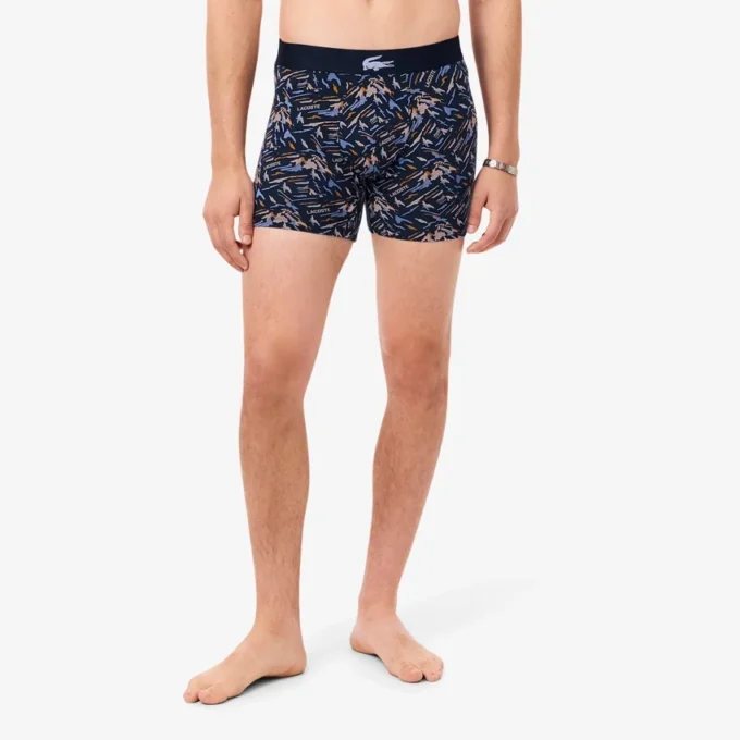 Boxers de algodão elástico estampados para homem