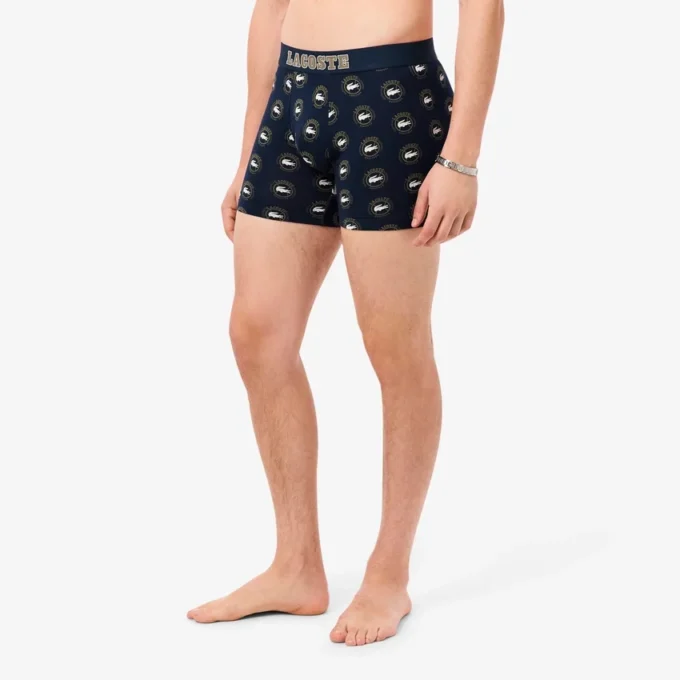 Boxers de algodão elástico estampados para homem