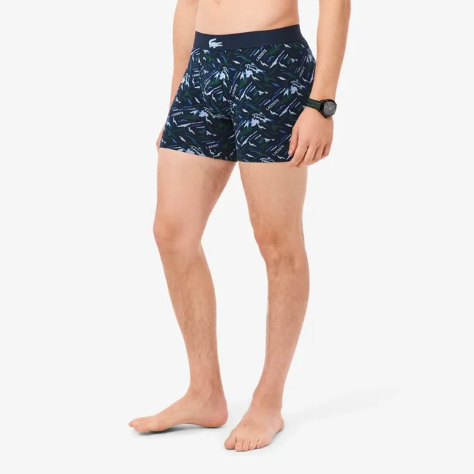 Boxers de algodão elástico estampados para homem