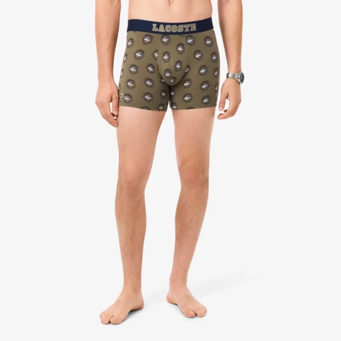 Boxers de algodão elástico estampados para homem