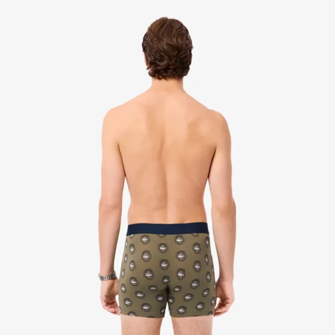 Boxers de algodão elástico estampados para homem