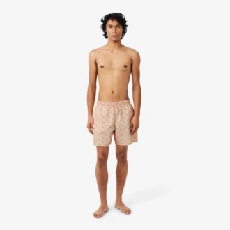 Boxers de banho de comprimento médio com padrão de crocodilo