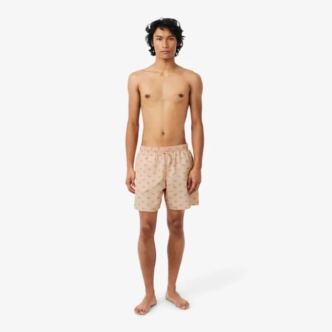 Boxers de banho de comprimento médio com padrão de crocodilo