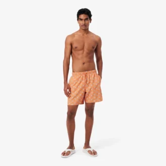 Boxers de banho de comprimento médio com padrão de crocodilo