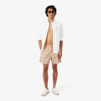 Boxers de banho de comprimento médio com padrão de crocodilo
