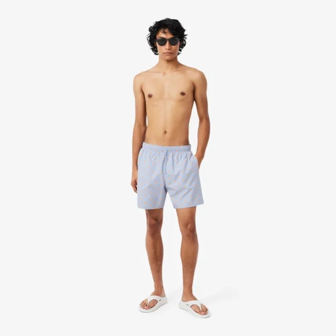 Boxers de banho de comprimento médio com padrão de crocodilo