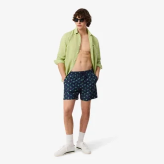 Boxers de banho de comprimento médio com padrão de crocodilo