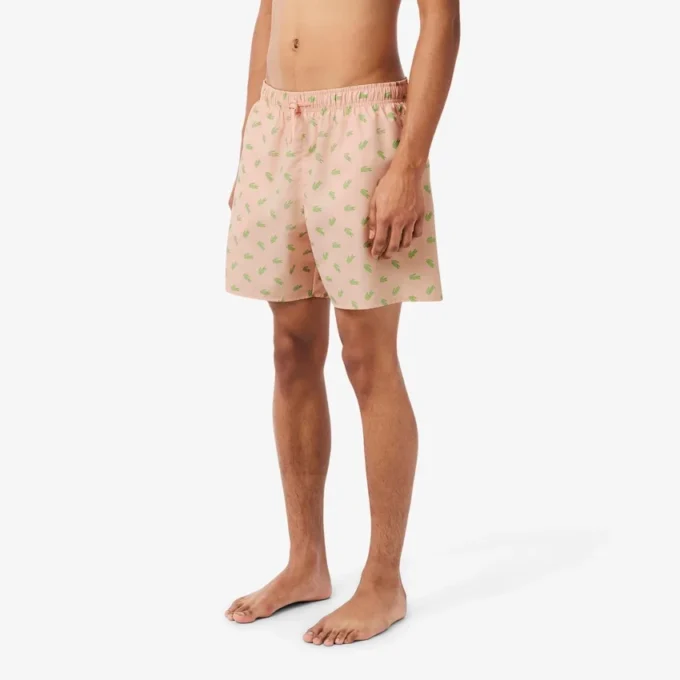 Boxers de banho de comprimento médio com padrão de crocodilo