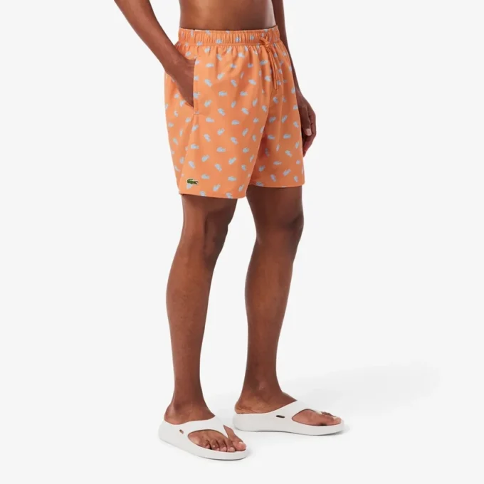 Boxers de banho de comprimento médio com padrão de crocodilo